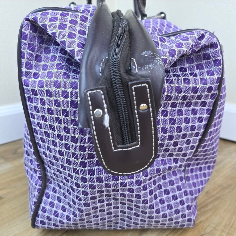 💜Vintage Nine West Purple Houndstooth Overnight/Weekender/Carry-On Bag - Picture 6 of 13